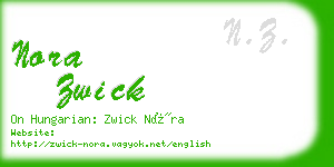 nora zwick business card